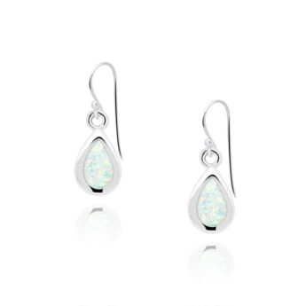 Kolczyki z białym opalem łezki srebrne