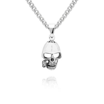 Zawieszka męska czaszka z różą srebrna