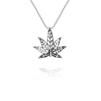 Zawieszka męska liść marihuany srebrna