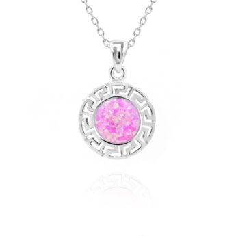 Zawieszka z różowym opalem srebrna – grecki wzór