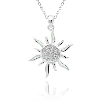 Zawieszka z białym opalem słońce srebrna