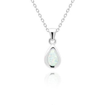 Zawieszka z białym opalem łezka srebrna