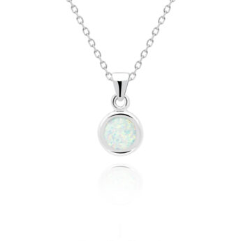 Zawieszka z białym opalem okrągła srebrna