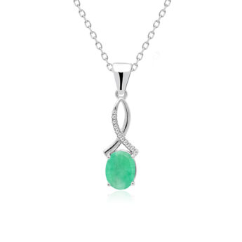Zawieszka srebrna ze szmaragdem i cyrkoniami