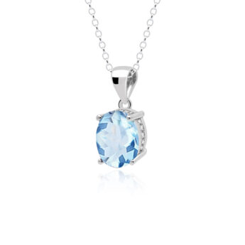 Zawieszka srebrna z niebieskim topazem i delikatnymi cyrkoniami