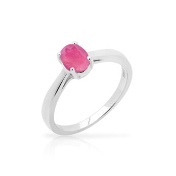 Pierścionek srebrny z rubinem subtelny
