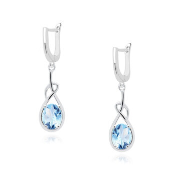 Kolczyki srebrne z niebieskim topazem