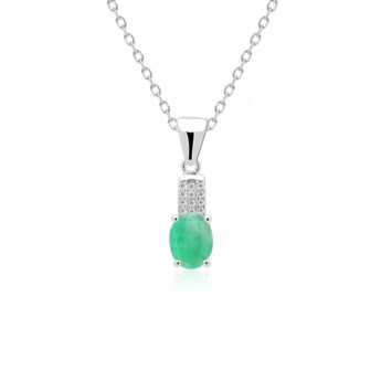 Zawieszka srebrna ze szmaragdem oraz cyrkoniami