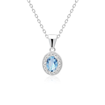 Zawieszka srebrna ozdobiona niebieskim topazem i cyrkoniami