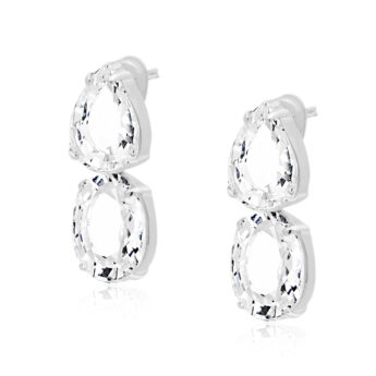 Kolczyki wysadzane białymi topazami srebrne unikatowe