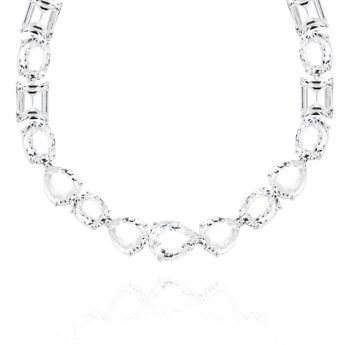 Naszyjnik kolia wysadzana białymi topazami srebrna unikatowa