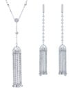 Naszyjnik srebrny z długą zawieszką ozdobioną kryształkami Swarovski - obrazek 2