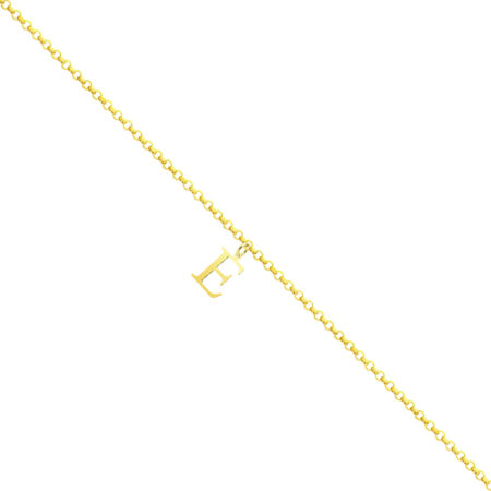 Bransoletka na nogę srebrna pozłacana z literką E