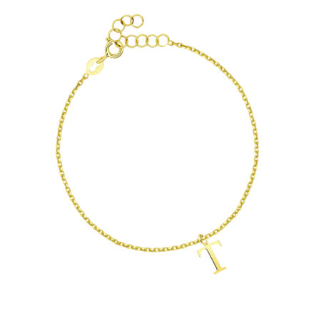 Bransoletka z literką T srebrna pozłacana
