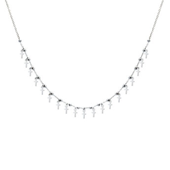 Choker na szyję z krzyżykami srebrny