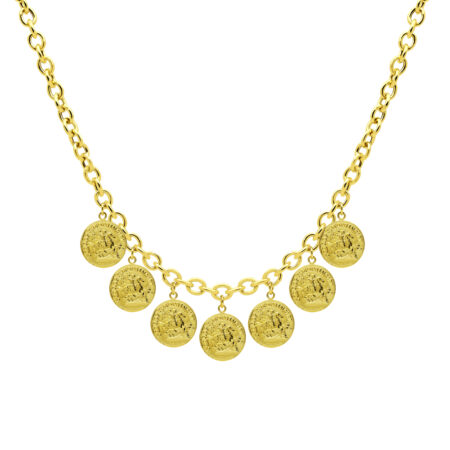 Naszyjnik łańcuch srebrny pozłacany z monetami