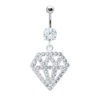 Kolczyk do pępka srebrny diament – piercing