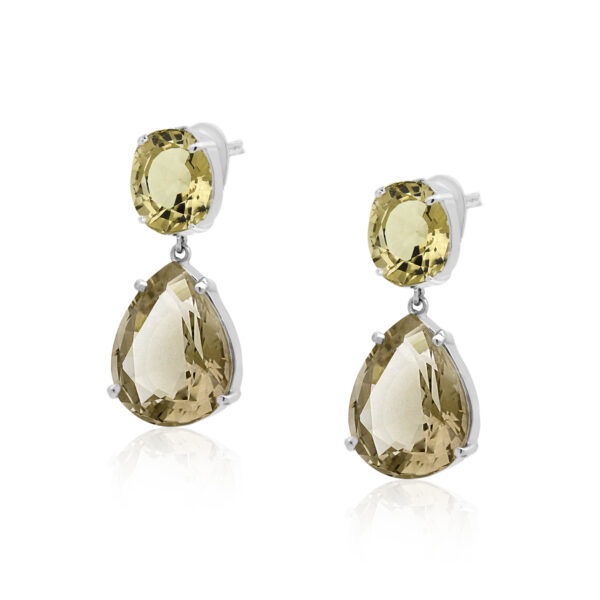 Kolczyki wysadzane ciemnym kwarcem dymnym srebrne