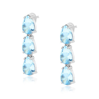 Kolczyki wysadzane niebieskimi topazami srebrne