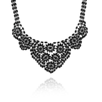 Naszyjnik kolia wysadzana szafirami srebrna unikatowa