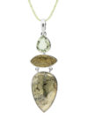 Naszyjnik srebrny naturalny zielony topaz, druzy i green angel