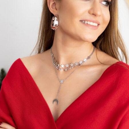 Choker na szyję srebrny z gwiazdkami