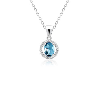 Zawieszka ozdobiona topazem london blue i cyrkoniami srebrna