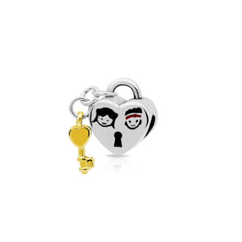 Zawieszka charms serce z kluczem srebrna