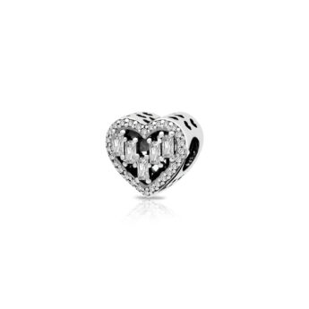 Zawieszka charms serce z cyrkoniami srebrna
