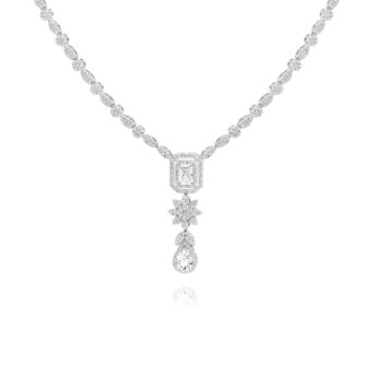 Naszyjnik kolia wysadzania cyrkoniami elegancka srebrna