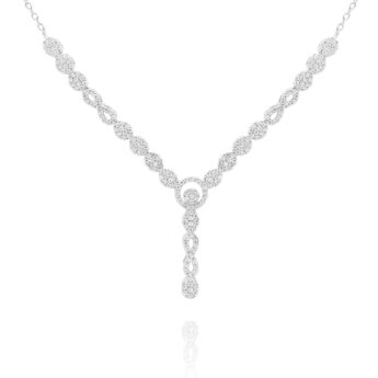 Naszyjnik kolia wysadzania cyrkoniami subtelna srebrna