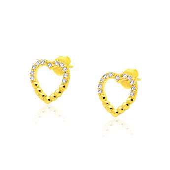 Kolczyki serduszka ozdobione cyrkoniami srebrne pozłacane