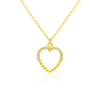 Naszyjnik serduszko ozdobione cyrkoniami srebrny pozłacany