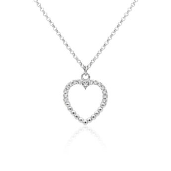 Naszyjnik serduszko ozdobione cyrkoniami srebrny