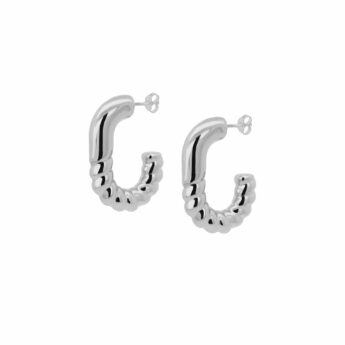 Kolczyki geometryczne zakręcone dmuchane srebrne