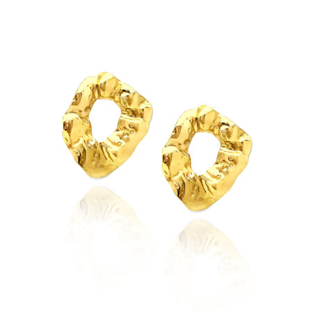 Kolczyki owalne falowane duże złote ze stali szlachetnej