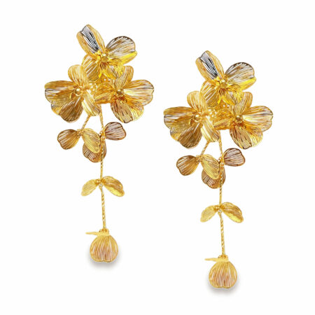 Kolczyki wiszące kwiaty z ozdobnym szlifowaniem ze stali szlachetnej
