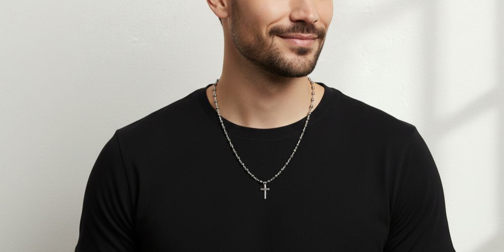 naszyjnik z hematytu na mezczyznie