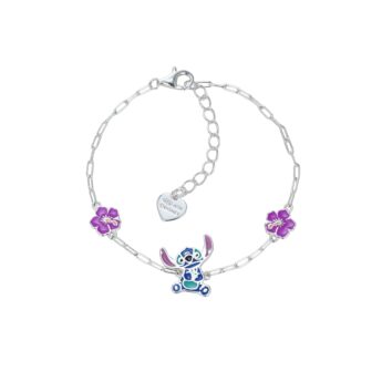 Disney – Stitch srebrna bransoletka Kwiat Hibiskusa