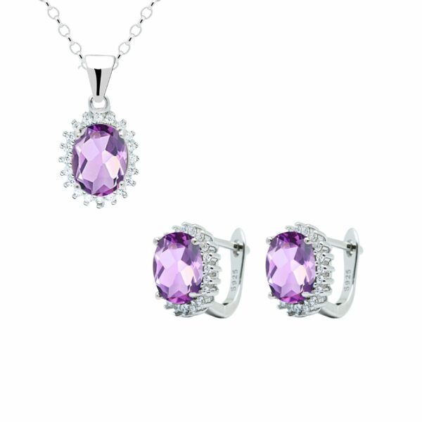 komplet 1 - ametyst, topaz, rubin, cytryn (3) komplet srebrny ametyst