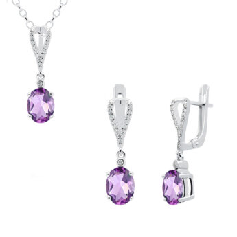 komplet srebrny z ametystem