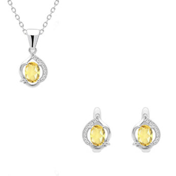 komplet srebrny z cytrynem