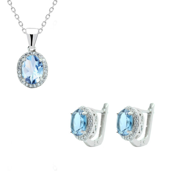 komplet srebrny z topazem