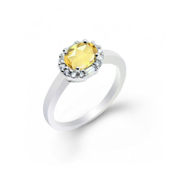 Pierścionek srebrny z cytrynem bogato zdobiony