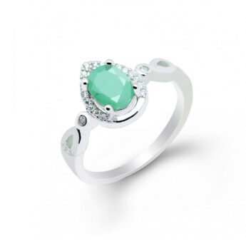 Pierścionek srebrny z szmaragdem elegancki