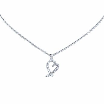 Naszyjnik ozdobne serduszko z cyrkoniami srebrny