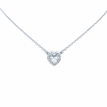 Naszyjnik ozdobne pełne serduszko z cyrkoniami srebrny