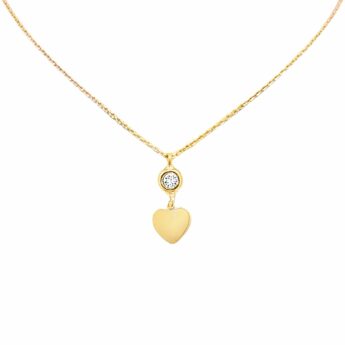 Naszyjnik srebrny pozłacany serduszko i cyrkonia