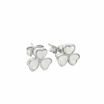 Kolczyki srebrne serduszka masa perłowa