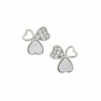 Kolczyki srebrne serduszka ozdobne masa perłowa